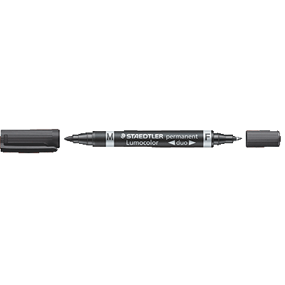 MARQUEUR PERMANENT STAEDTLER LUMOCOLOR 348 NOIR DOUBLE POINTE (0.6MM & 1.5MM)