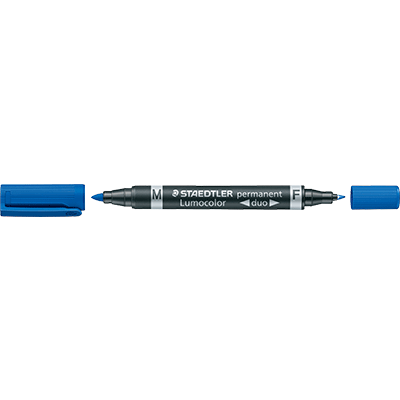 MARQUEUR PERMANENT STAEDTLER LUMOCOLOR 348 BLEU DOUBLE POINTE (0.6MM & 1.5MM)