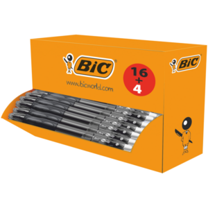 PACK 16+4 GRATUITS ROLLER GEL GELOCITY BIC RETRACTABLE NOIR