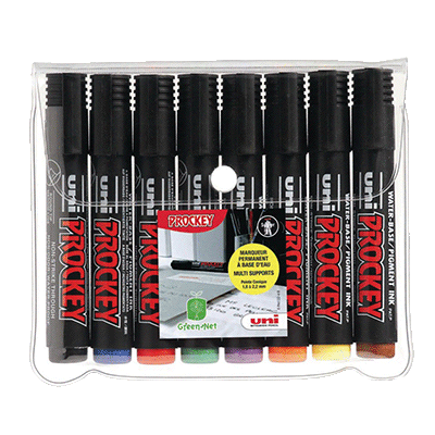 POCHETTE 8 MARQUEURS PERMANENTS PROCKEY PM122 COLORIS ASSORTIS POINTE OGIVE