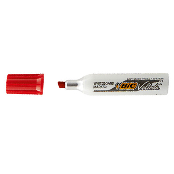 MARQUEUR EFFAÇABLE BIC VELLEDA 1781 ROUGE POINTE BISEAUTEE CORPS METAL