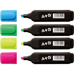 POCHETTE 4 SURLIGNEURS UNIVERSELS A+B COLORIS ASSORTIS