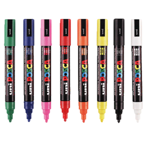 BOÎTE 8 MARQUEURS POSCA PC5M COLORIS ASSORTIS POINTE MOYENNE OGIVE