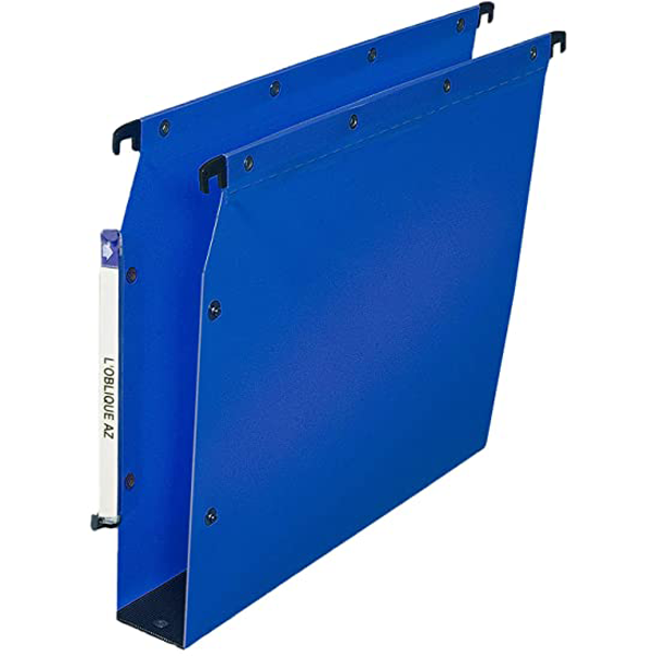 BOITE 10 DOSSIERS SUSPENDUS POUR ARMOIRE POLYPROPYLENE FOND 50MM BLEU
