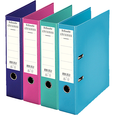 LOT 10 CLASSEURS A LEVIER CHROMOS PLUS DOS 80MM A4 COLORIS ASSORTIS FUN