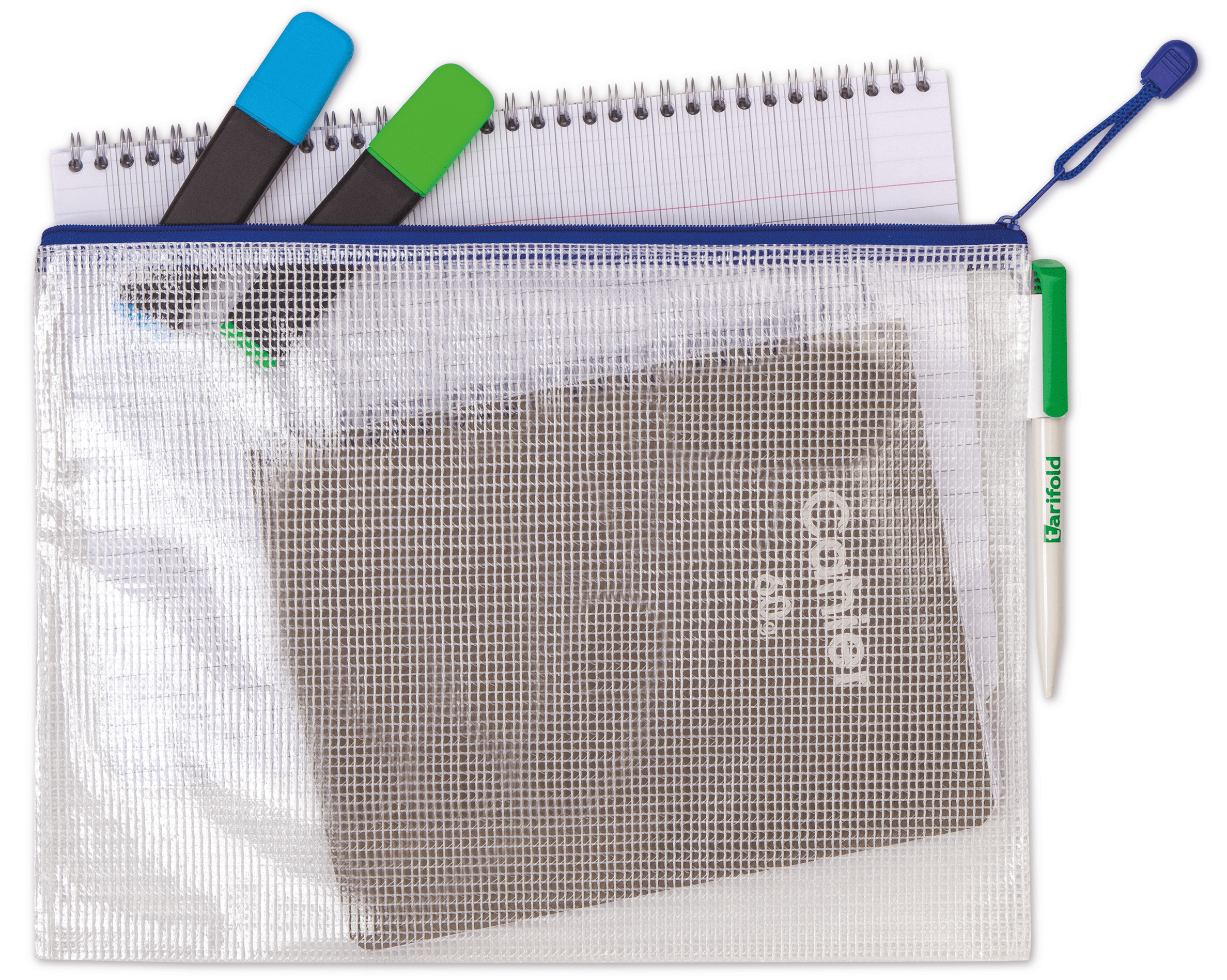 POCHETTE A ZIP A5 PAYSAGE BORDURE COLORIS BLEU