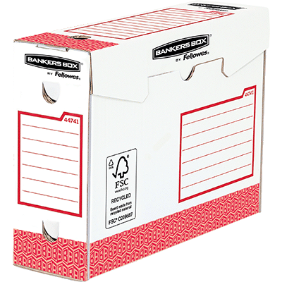 LOT 20 BOITES ARCHIVE FELLOWES HEAVY DUTY A4+ DOS 10CM ROUGE
