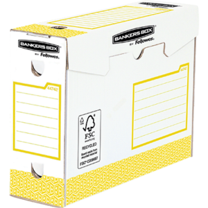 LOT 20 BOITES ARCHIVE FELLOWES HEAVY DUTY A4+ DOS 10CM JAUNE