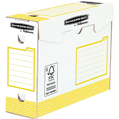 LOT 20 BOITES ARCHIVE FELLOWES HEAVY DUTY A4+ DOS 10CM JAUNE