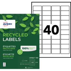 BOITE 4000 ETIQUETTES AVERY BLANCHES LASER RECYCLEES 45.7 x 25.4 MM - LR7654-100