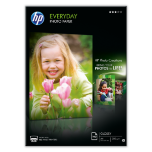 BOITE 100 FEUILLES PAPIER PHOTO HP EVERYDAY BRILLANT A4 200G Q2510A
