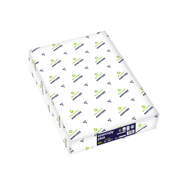 CARTON 5 RAMETTES 500 FEUILLES EVERCOPY PLUS A3 80G BLANC