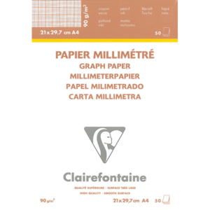 BLOC 50 FEUILLES PAPIER VELIN MILLIMETRE ENCOLLE A4 90g
