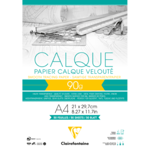 BLOC CALQUE SUPERIEUR ENCOLLE A4 50F 90/95g