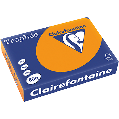 RAMETTE 500 FEUILLES CLAIREFONTAINE TROPHEE INTENSE A3 80G ORANGE VIF 1762