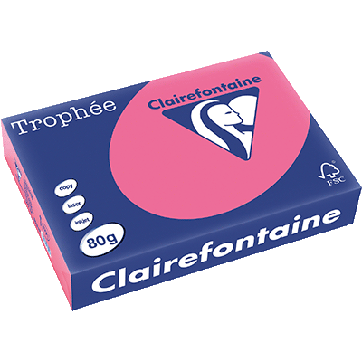 RAMETTE 250 FEUILLES CLAIREFONTAINE TROPHEE INTENSE A4 160G ROSE FUCHSIA 1017
