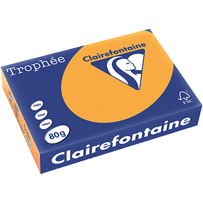 RAMETTE 250 FEUILLES CLAIREFONTAINE TROPHEE PASTEL A4 120G CLEMENTINE 1205