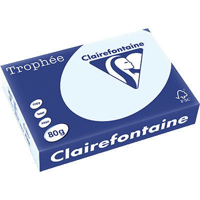 RAMETTE 250 FEUILLES CLAIREFONTAINE TROPHEE PASTEL A4 120G BLEU 1214
