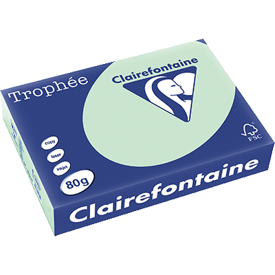 RAMETTE 250 FEUILLES CLAIREFONTAINE TROPHEE PASTEL A4 120G VERT 1216