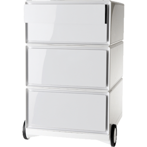 CAISSON MOBILE EASYBOX 2 TIROIRS RANGEMENT + 2 PLUMIERS - BLANC