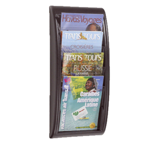PRESENTOIR MURAL QUICK FIT PAPERFLOW 4 CASES FORMAT A4 H65XL29XP9.5CM NOIR