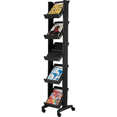 PRESENTOIR MOBILE COMPACT 5 TABLETTES L35XH167.5XP38.5CM NOIR