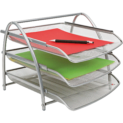 CORBEILLE A COURRIER METAL MESH ALBA L27XH6.5X34CM GRIS