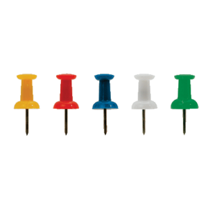BOITE 100 EPINGLES PUSH-PIN 7X25MM COLORIS ASSORTIS