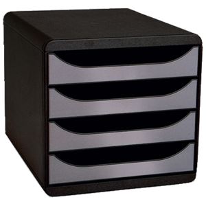 MODULE BIG BOX EXACOMPTA 4 TIROIRS L27.8XH26.7XP34.7CM NOIR/ARGENT