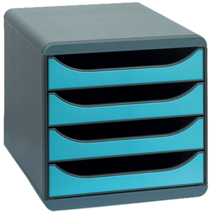 MODULE BIG BOX EXACOMPTA 4 TIROIRS L27.8XH26.7XP34.7CM GRIS/TURQUOISE