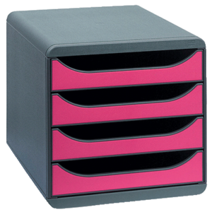 MODULE BIG BOX EXACOMPTA 4 TIROIRS L27.8XH26.7XP34.7CM GRIS/FRAMBOISE