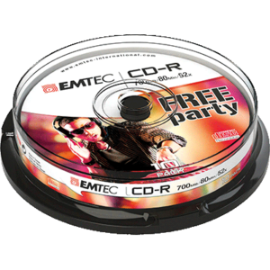 PACK 10 CD-R 80MN 700MO 52X EMTEC REFERENCE ECOC801052CB