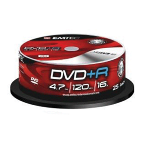 PACK 25 DVD+R 4.7GO 16X EMTEC REFERENCE ECOVPR472516CB