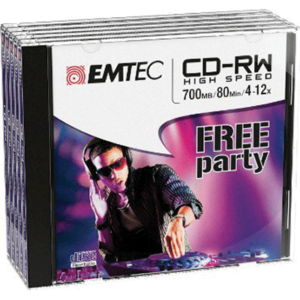 PACK 5 CD-RW 80 MN 700MO 10X EMTEC REFERENCE ECOCRW80512
