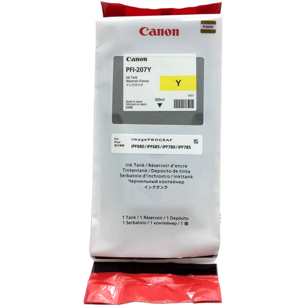 CARTOUCHES JET D'ENCRE POUR TRACEURS CANON PFI-207Y Jaune