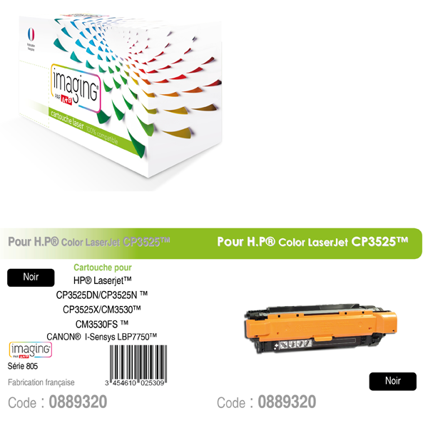 COMPATIBLES LASER COULEUR HP CE250X noir