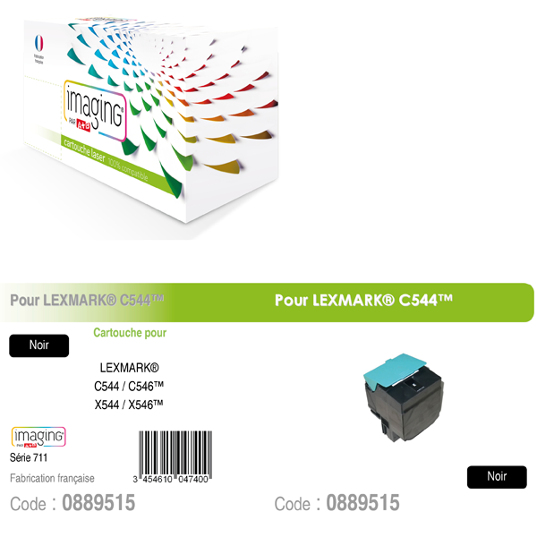 CART IMAGING P/LEXMARK C544dn/ C544dtn NOIR TONER (6000C)