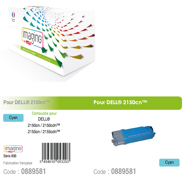 COMPATIBLES LASER COULEUR DELL 593-11041 cyan