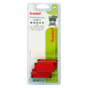 BOITE 3 CASSETTES ENCRAGE TRODAT 6/4911 ROUGE - APPAREILS TRODAT PRINTY