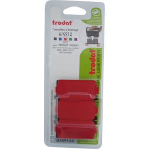 BOITE 3 CASSETTES ENCRAGE TRODAT 6/4912 ROUGE - APPAREILS TRODAT PRINTY