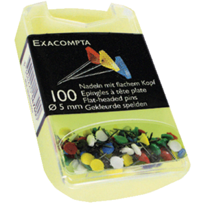 BOITE 100 EPINGLES SIGNALISATION EXACOMPTA 5X8MM 6 COULEURS ASSORTIS