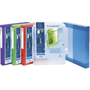 LOT 5 BOITES CLASSEMENT A PRESSION KREACOVER DOS 40MM PERSONNALISE COLORIS ASSORTIS