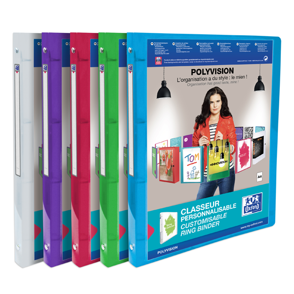 LOT 12 CLASSEURS PERSONNALISABLES POLYVISION A4 4 ANNEAUX DOS 20MM COLORIS ASSORTIS