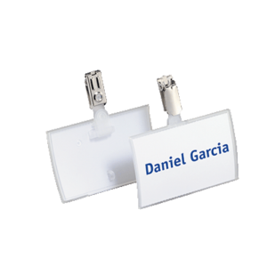 BOITE 25 PORTE-BADGES DURABLE CLICK FOLD 54X90MM CLIP METAL