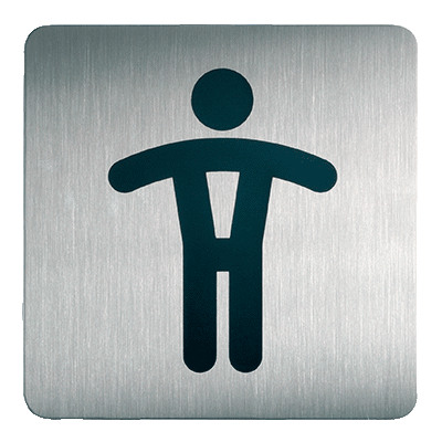 PLAQUE SIGNALETIQUE PORTE DURABLE TOILETTES HOMMES L15XH15CM ACIER BROSSE INOXIDABLE