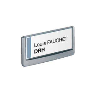 PLAQUE SIGNALETIQUE PORTE DURABLE CLICK SIGN FORMAT TITRE-PAYSAGE L14.9XH5.2CM GRIS