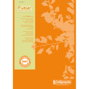 BLOC-NOTE CALLIGRAPHE RECYCLE CLAIREFONTAINE FOREVER A4 210X297MM QUADRILLE 5X5 70G 200 PAGES