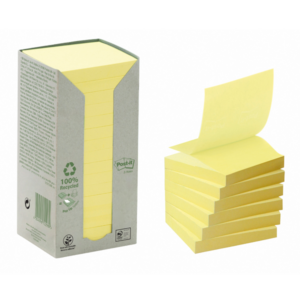 LOT 16 BLOCS Z-NOTES POST-IT 76X76MM JAUNE RECYCLE