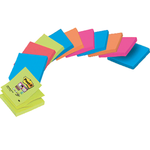 DEVIDOIR Z-NOTES POST-IT PRO BLANC + 12 BLOCS SUPER STICKY 76X76MM COLORIS ASSORTIS