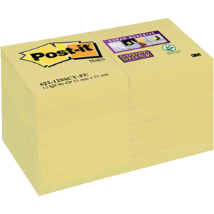 LOT 12 BLOCS POST-IT SUPER STICKY 76X76MM JAUNE